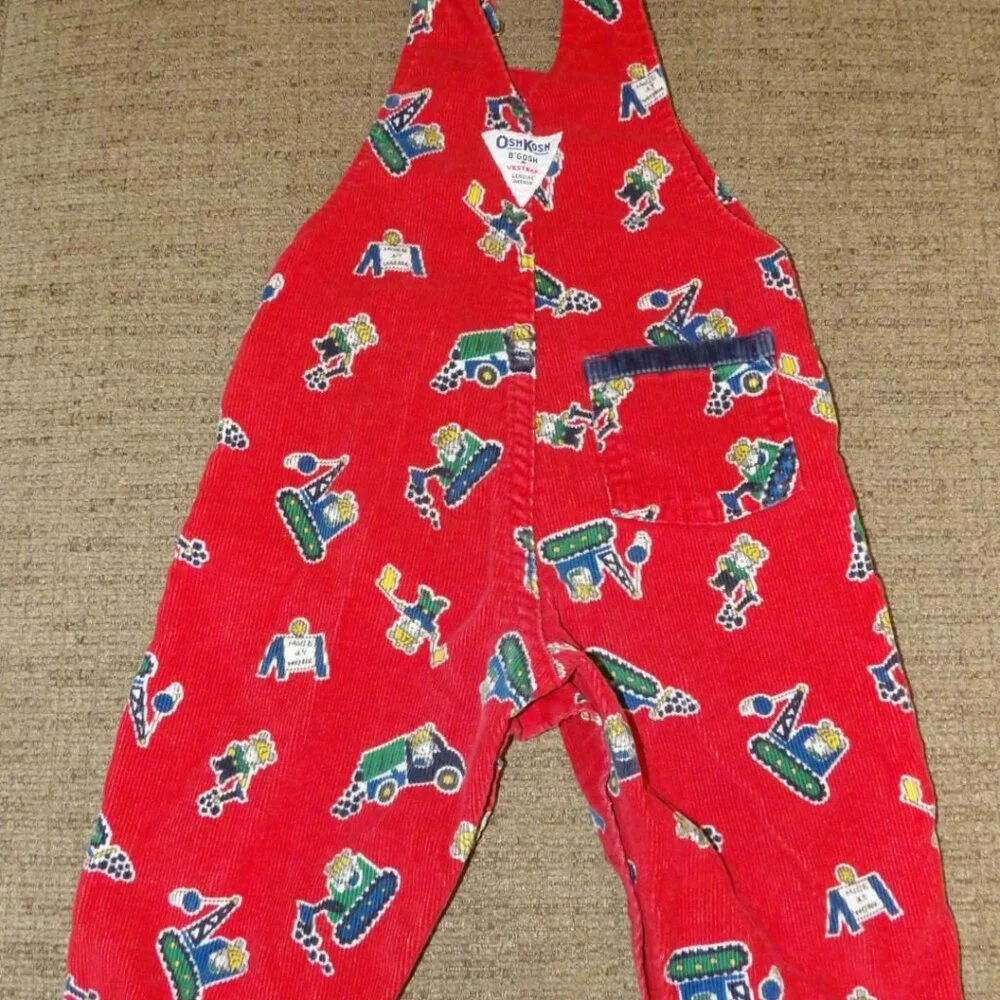 Osh Kosh B'Gosh 12 Months Vestbak Corduroy Bib Overall Construction Made in USA